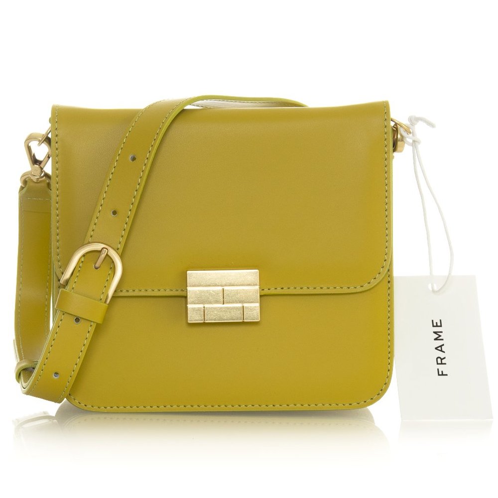 NWT Frame Le Signature Mini Leather Crossbody  Bag Chartreuse Green